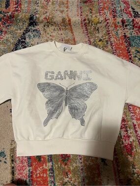 Super cute Ganni sweatshirt with silver butterfly, size XS, EUC
